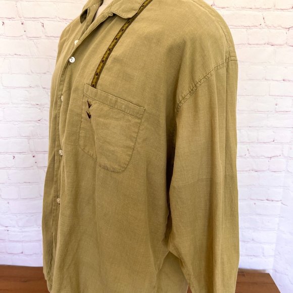 Easy Travel Mens Lightweight Olive Shirt - Size Large - Picture 5 of 9